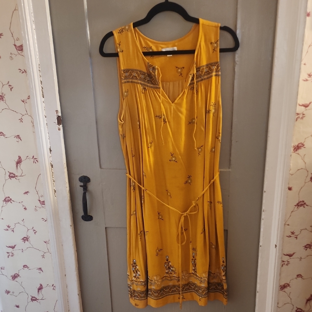 LOFT Mustard Sleeveless Midi Dress